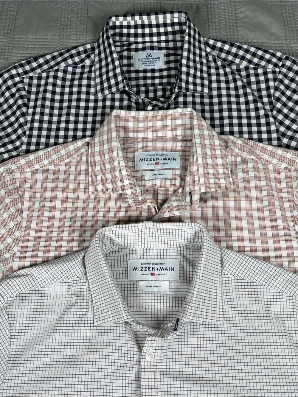 Mizzen + Main Leeward Collection Shirt Bundle Lot of 3 Mens Size Large Trim Fit